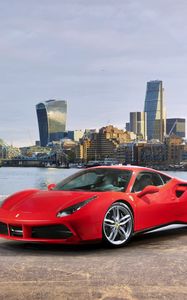 Preview wallpaper ferrari, 488 gtb, red, side view