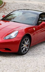 Preview wallpaper ferrari california, ferrari, red, side view, cars