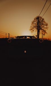 Preview wallpaper ferrari, car, dark, rear view