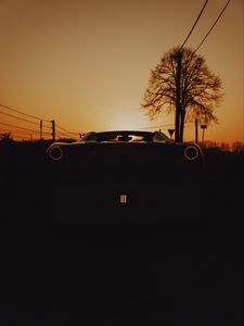 Preview wallpaper ferrari, car, dark, rear view