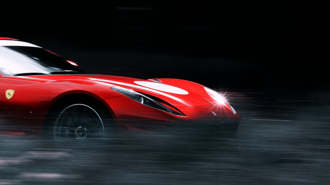 Wallpaper ferrari, car, red, sports car, speed, glare