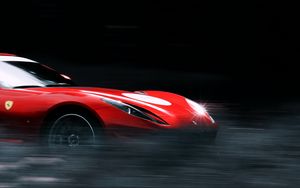 Preview wallpaper ferrari, car, red, sports car, speed, glare