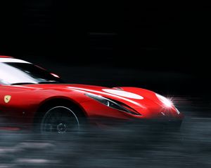 Preview wallpaper ferrari, car, red, sports car, speed, glare