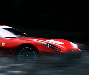 Preview wallpaper ferrari, car, red, sports car, speed, glare