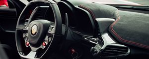 Preview wallpaper ferrari, car, red, steering wheel, salon