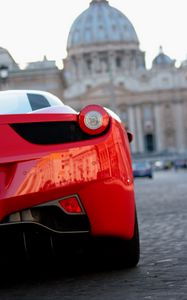 Preview wallpaper ferrari, car, red, tailight, back view