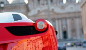 Preview wallpaper ferrari, car, red, tailight, back view