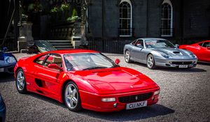 Preview wallpaper ferrari, car, red, parking, sports car