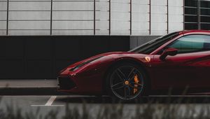 Preview wallpaper ferrari, car, side view, red