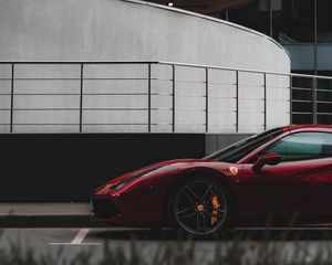 Preview wallpaper ferrari, car, side view, red