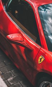Preview wallpaper ferrari, car, sports car, red, mirror