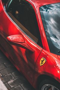Preview wallpaper ferrari, car, sports car, red, mirror