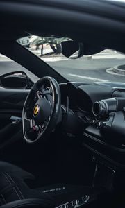 Preview wallpaper ferrari, car, sports car, steering wheel, salon