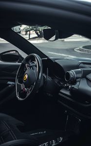 Preview wallpaper ferrari, car, sports car, steering wheel, salon