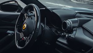 Preview wallpaper ferrari, car, sports car, steering wheel, salon