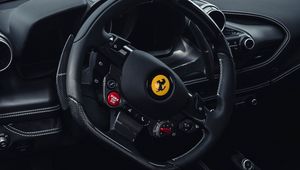 Preview wallpaper ferrari, car, sports car, salon, steering wheel