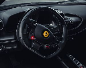 Preview wallpaper ferrari, car, sports car, salon, steering wheel