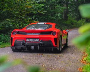 Preview wallpaper ferrari, car, sports car, rear view, red