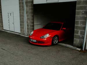 Preview wallpaper ferrari, car, sports car, red, garage