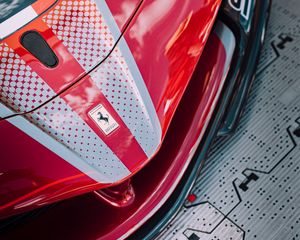 Preview wallpaper ferrari, car, sportscar, red, front view