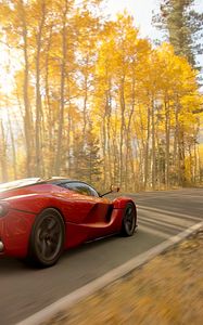 Preview wallpaper ferrari, car, sportscar, red, road, speed