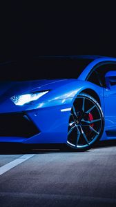 Preview wallpaper ferrari, car, sportscar, blue, dark