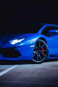 Preview wallpaper ferrari, car, sportscar, blue, dark