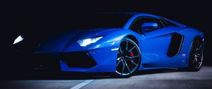 Preview wallpaper ferrari, car, sportscar, blue, dark