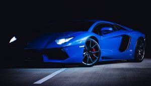 Preview wallpaper ferrari, car, sportscar, blue, dark