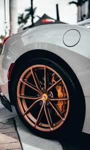 Preview wallpaper ferrari, car, sportscar, white, wheel