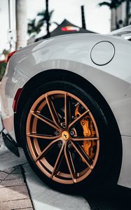 Preview wallpaper ferrari, car, sportscar, white, wheel