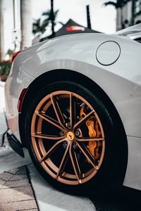 Preview wallpaper ferrari, car, sportscar, white, wheel