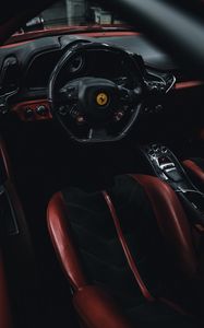 Preview wallpaper ferrari, car, steering wheel, salon