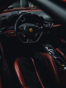 Preview wallpaper ferrari, car, steering wheel, salon