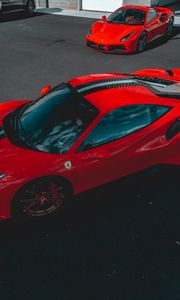 Preview wallpaper ferrari, cars, sports cars, red, parking