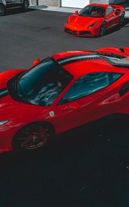 Preview wallpaper ferrari, cars, sports cars, red, parking