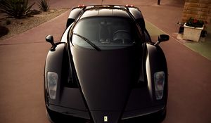 Preview wallpaper ferrari, enzo, front view, hood, black