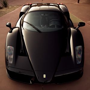 Preview wallpaper ferrari, enzo, front view, hood, black