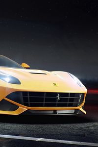 Preview wallpaper ferrari, f12, berlinetta, yellow, side view