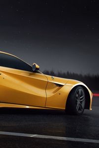 Preview wallpaper ferrari, f12, berlinetta, yellow, side view