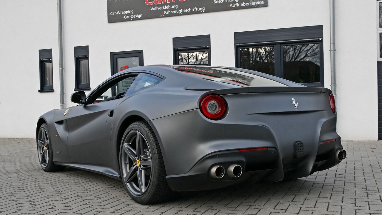 Wallpaper ferrari, f12, berlinetta, rear view, black