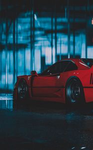 Preview wallpaper ferrari f40, ferrari, car, sportscar, red, side view