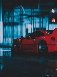 Preview wallpaper ferrari f40, ferrari, car, sportscar, red, side view