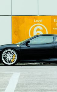 Preview wallpaper ferrari f430, ferrari, black, side view