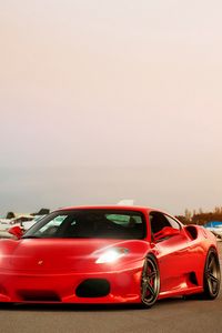 Preview wallpaper ferrari, f430, light, lights, airfield