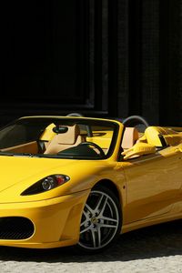 Preview wallpaper ferrari, f430, spider, yellow, convertible, side view