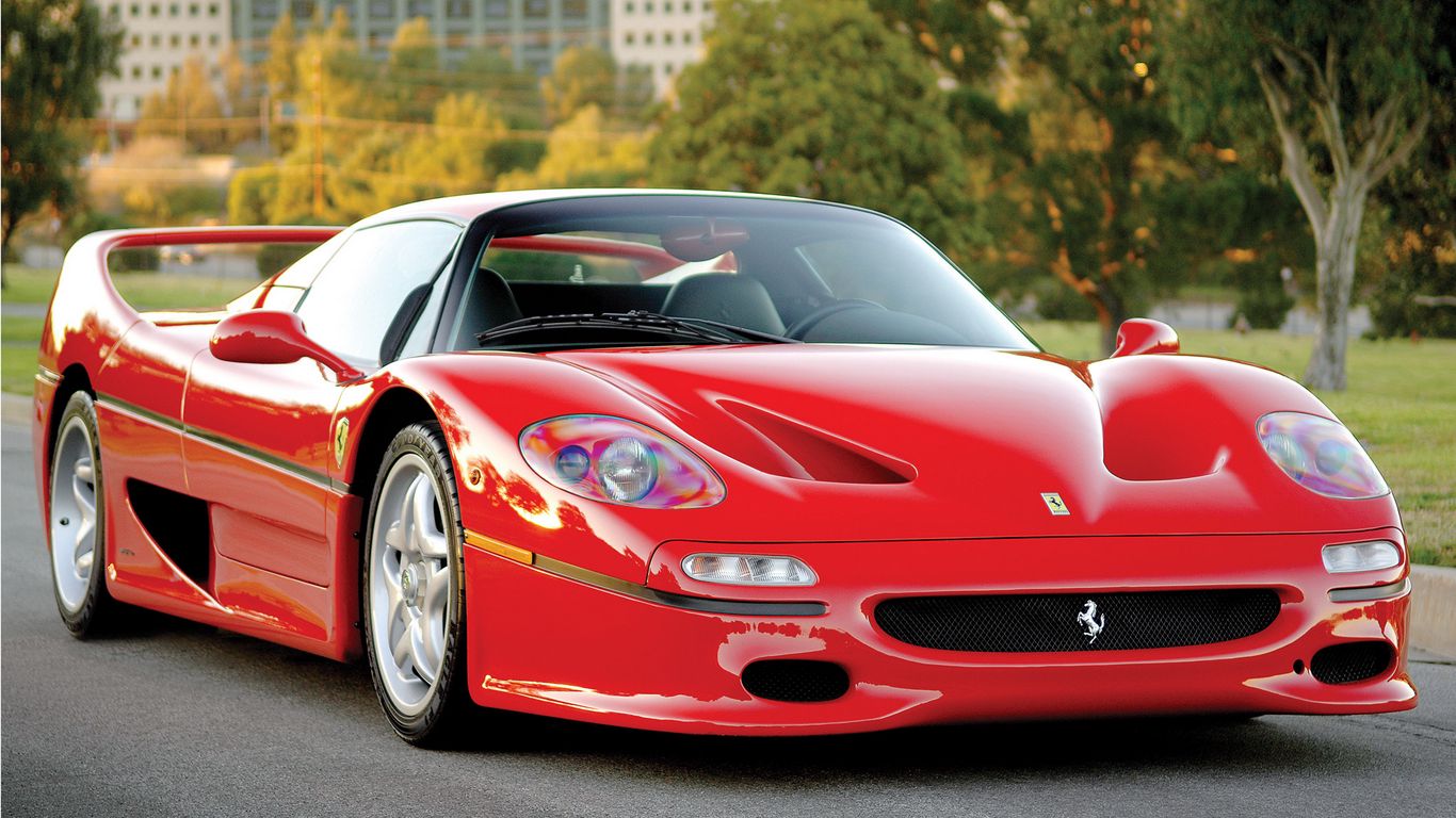 Download wallpaper 1366x768 ferrari, f50, preserial, red, front view ...