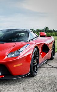 Preview wallpaper ferrari, laferrari, red, front view