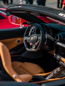 Preview wallpaper ferrari, salon, sports car, steering wheel