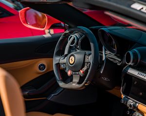 Preview wallpaper ferrari, salon, sports car, steering wheel